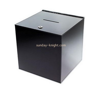 Customized black acrylic donation box DBK-424