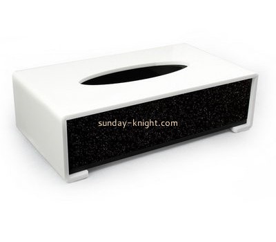 Customized acrylic white tissue box cover DBK-432