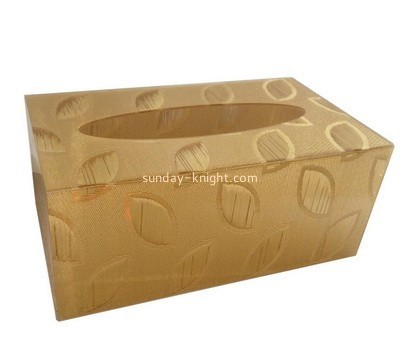 Customized acrylic gold tissue box holder DBK-437