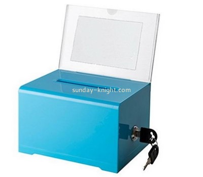 Customized blue acrylic election ballot box DBK-515