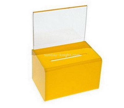 Customized orange acrylic locking ballot box DBK-518