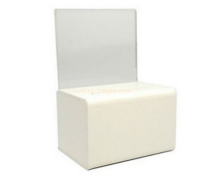 Customized white acrylic lockable ballot box DBK-519