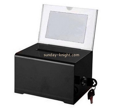 Customized black acrylic ballot box with lock DBK-523