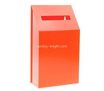 Bespoke orange acrylic secure donation box DBK-594