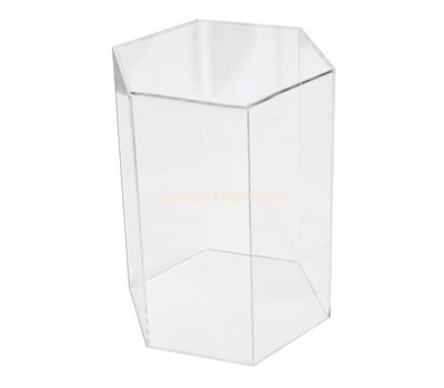 Custom tall hexagon acrylic display case DBK-1148