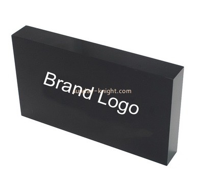 Custom black acrylic logo block ABK-087