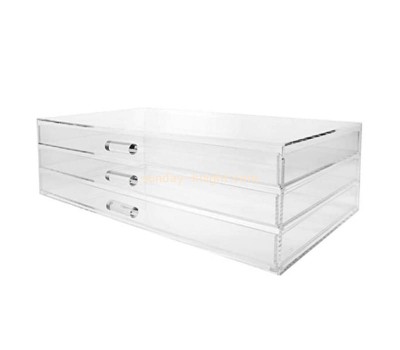 Customize acrylic 3 drawer lucite makeup organizer plexiglass cosmetic storage perspex jewelry display case DBK-1246