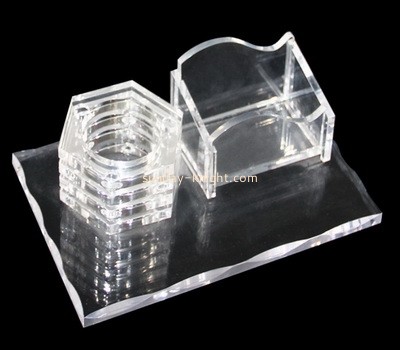 Acrylic factory customize plexiglass pen holder perspex note pad holder ODK-927