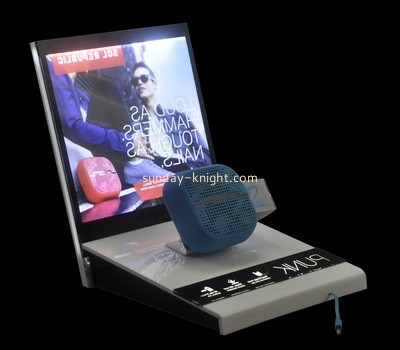 Plexiglass factory customize acrylic led speaker display stand perspex desktop led speaker display riser ODK-1052