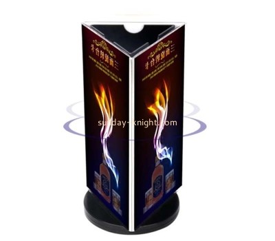 Custom wholesale acrylic 3 sided rotating table sign holder BHK-865