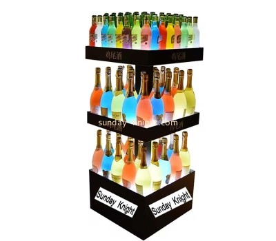 Custom wholesale acrylic 3 tiers LED wine display rack WDK-249