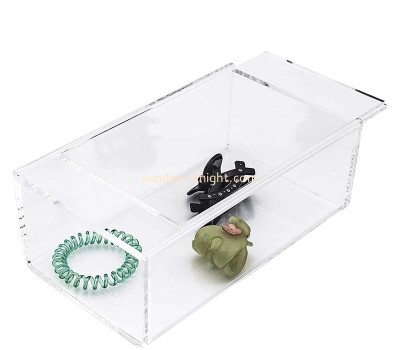 Custom acrylic catchall storage container with sliding lid AHK-077