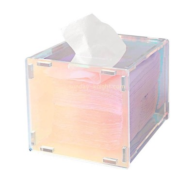 Custom wholesale rainbow acrylic tissue holder box AHK-079
