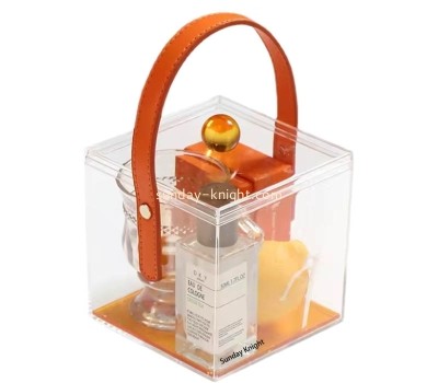 Custom wholesale acrylic skincare storage box with lid & handle AHK-085