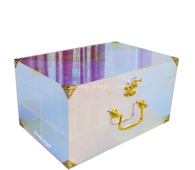 Custom wholesale iridescent acrylic skincare gift storage box with lid AHK-086