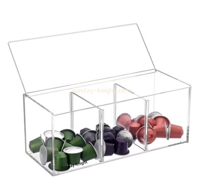 Wholesale custom acrylic 3 dividers coffee capsule box FSK-250