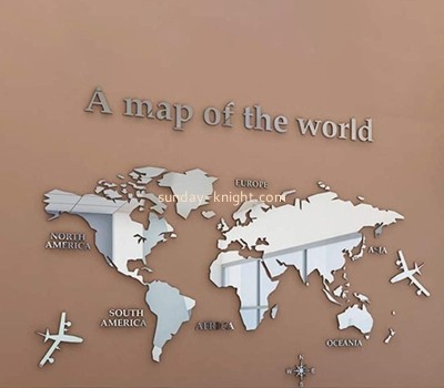 Wholesale custom acrylic DIY wall world map mirror stickers MAK-138