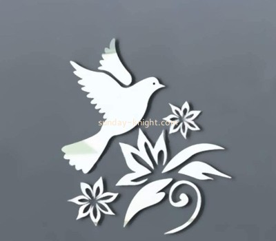 Wholesale custom acrylic wall bird flower mirror stickers MAK-140