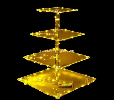 Wholesale custom acrylic 4-tier cupcake tower display with LED LDK-153